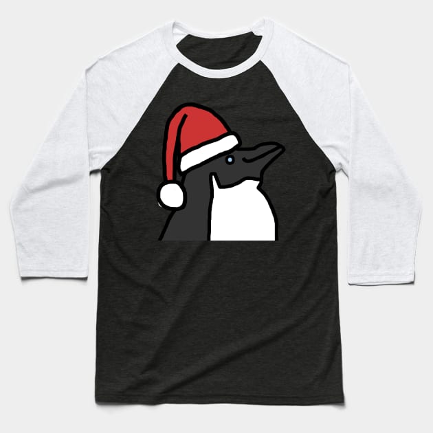 Portrait of a Christmas Penguin in Santa Hat Baseball T-Shirt by ellenhenryart